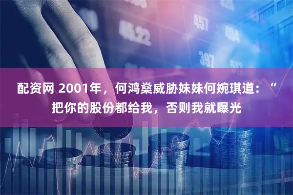 配资网 2001年，何鸿燊威胁妹妹何婉琪道：“把你的股份都给我，否则我就曝光